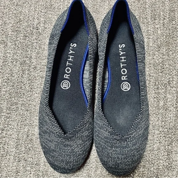 Rothy’s The Flat Round Toe gray w/ pink Comfort Ballet Flats Women’s Size 9 US - Picture 1 of 6